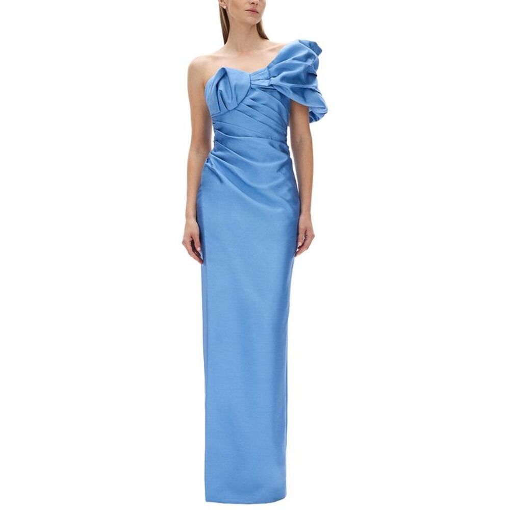 Rachel Gilbert Womens Marlo Fitted Wool & Silk-Blend Gown